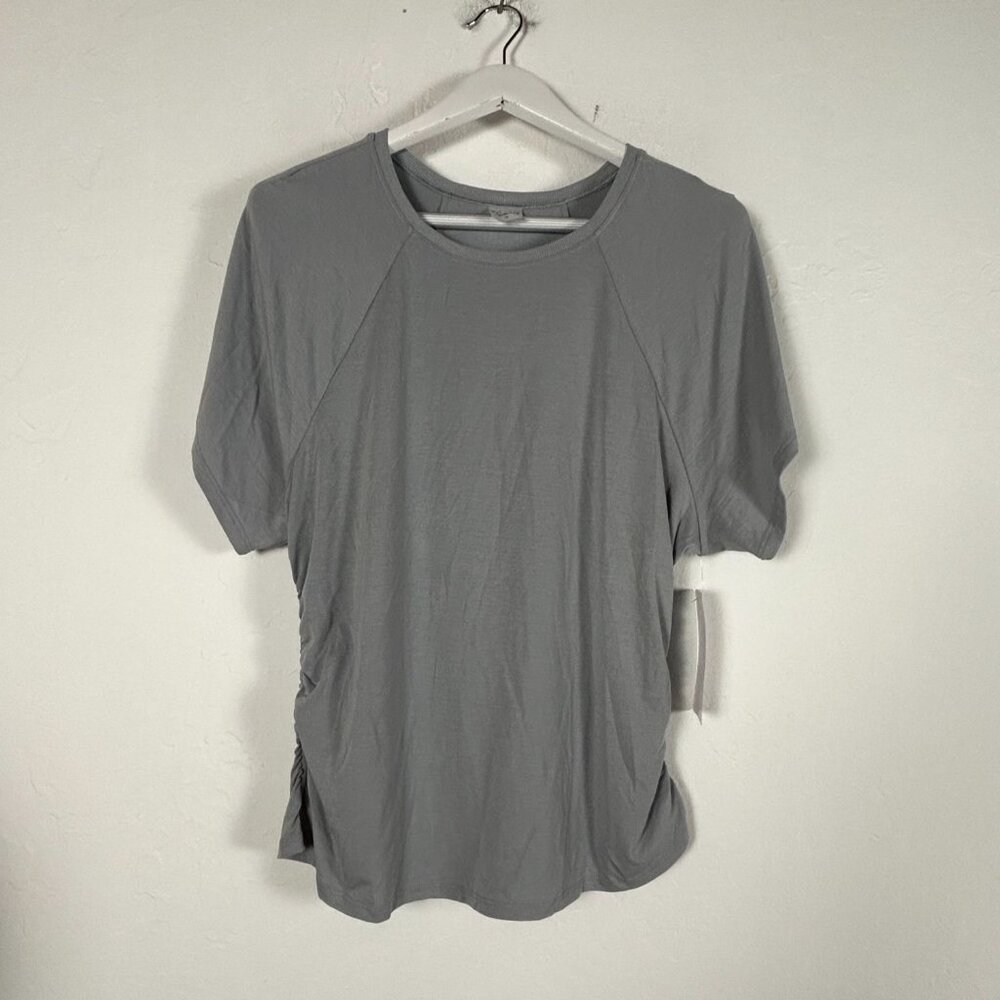 Athleta Womens With Ease Cinch Tee Large Short Sleeve Breathable Gray New